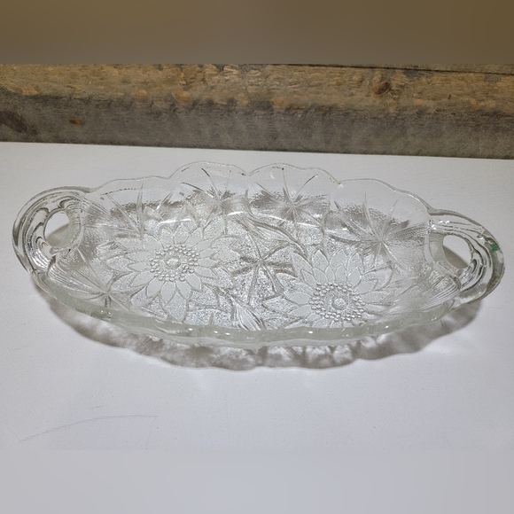 Vintage 1930s Indiana Glass Relish Tray Sunflower Print - Picture 2 of 6
